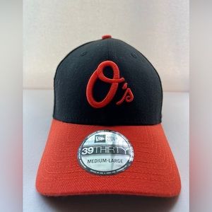 Baltimore Orioles New Era 39Thirty Black Orange O’s Logo Flex Fit Hat Size M/L